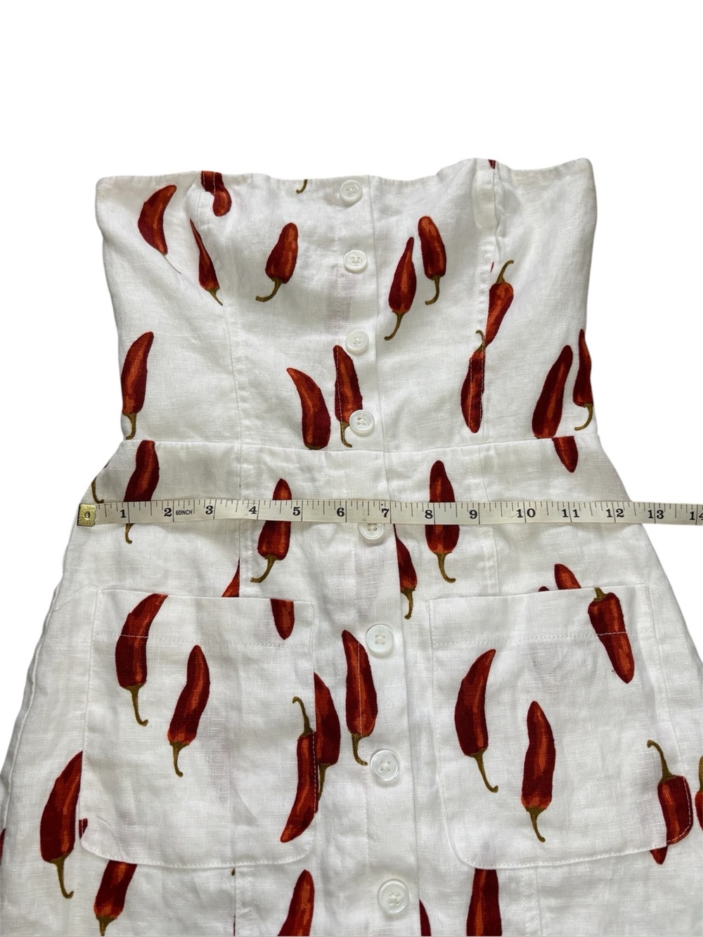 Reformation Chili Pepper Linen Strapless Mini Dress 0 - Picture 5 of 7